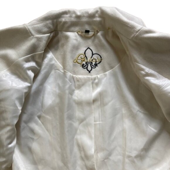 Guess Trench Coat NWOT Wool Off-White Lined Double Breasted w Collar, size XL - Picture 7 of 13